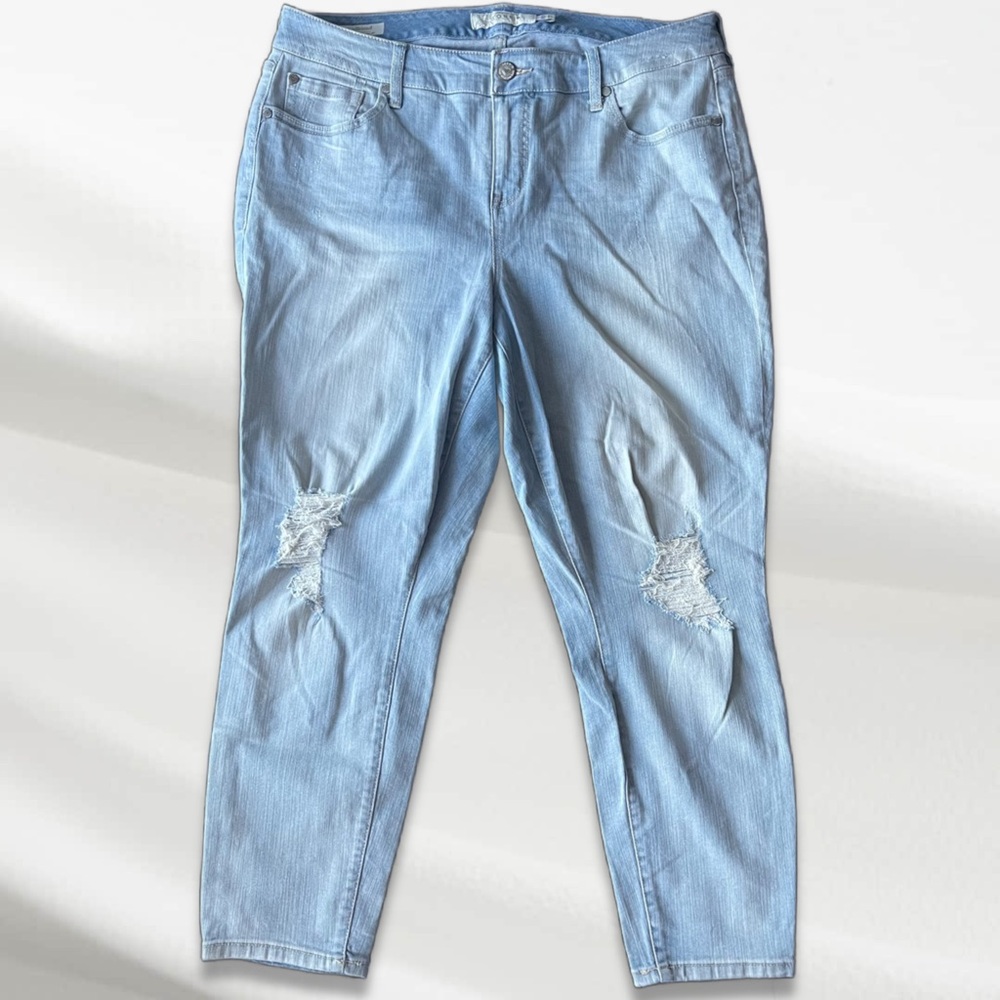 Torrid Blue Jeans Girlfriend Distressed Ankle-Length